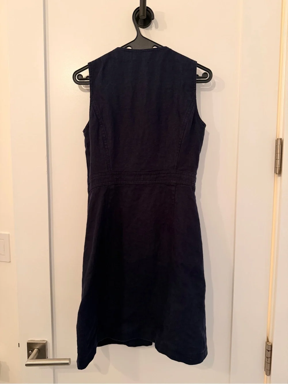 Tory Burch Navy Linen Button-Front Midi Dress Size 2